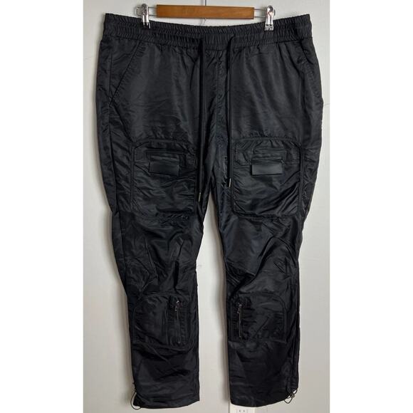 Kloud9 New York Black Nylon Cargo Jogger Pants 2XL Streetwear Utility Men’s - Picture 1 of 7